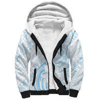 Hawaii Plumeria Lokelani Pikake Lei Sherpa Hoodie Uliuli Polynesian Tattoo LT9 Unisex Blue - Polynesian Pride