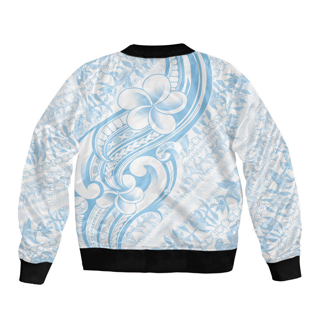 Hawaii Plumeria Lokelani Pikake Lei Sleeve Zip Bomber Jacket Uliuli Polynesian Tattoo LT9 - Polynesian Pride