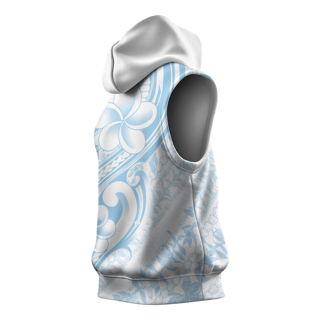 Hawaii Plumeria Lokelani Pikake Lei Sleeveless Hoodie Uliuli Polynesian Tattoo LT9 - Polynesian Pride