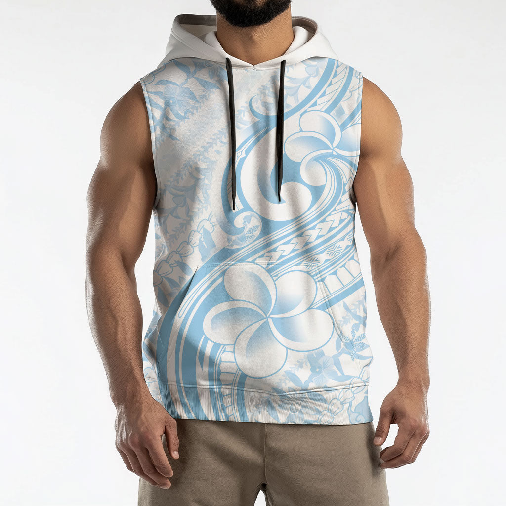 Hawaii Plumeria Lokelani Pikake Lei Sleeveless Hoodie Uliuli Polynesian Tattoo LT9 - Polynesian Pride