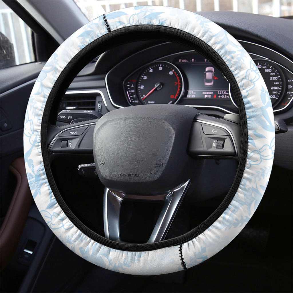 Hawaii Plumeria Lokelani Pikake Lei Steering Wheel Cover Uliuli Polynesian Tattoo