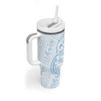 Hawaii Plumeria Lokelani Pikake Lei Tumbler With Handle Uliuli Polynesian Tattoo LT9 - Polynesian Pride