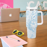 Hawaii Plumeria Lokelani Pikake Lei Tumbler With Handle Uliuli Polynesian Tattoo LT9 - Polynesian Pride