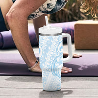 Hawaii Plumeria Lokelani Pikake Lei Tumbler With Handle Uliuli Polynesian Tattoo LT9 - Polynesian Pride