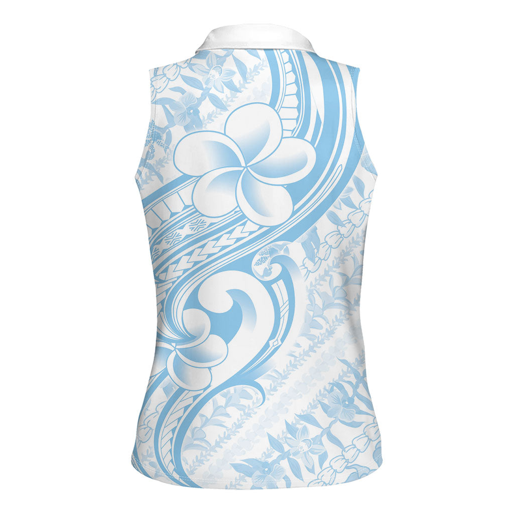 Hawaii Plumeria Lokelani Pikake Lei Women Sleeveless Polo Shirt Uliuli Polynesian Tattoo