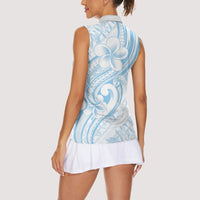 Hawaii Plumeria Lokelani Pikake Lei Women Sleeveless Polo Shirt Uliuli Polynesian Tattoo