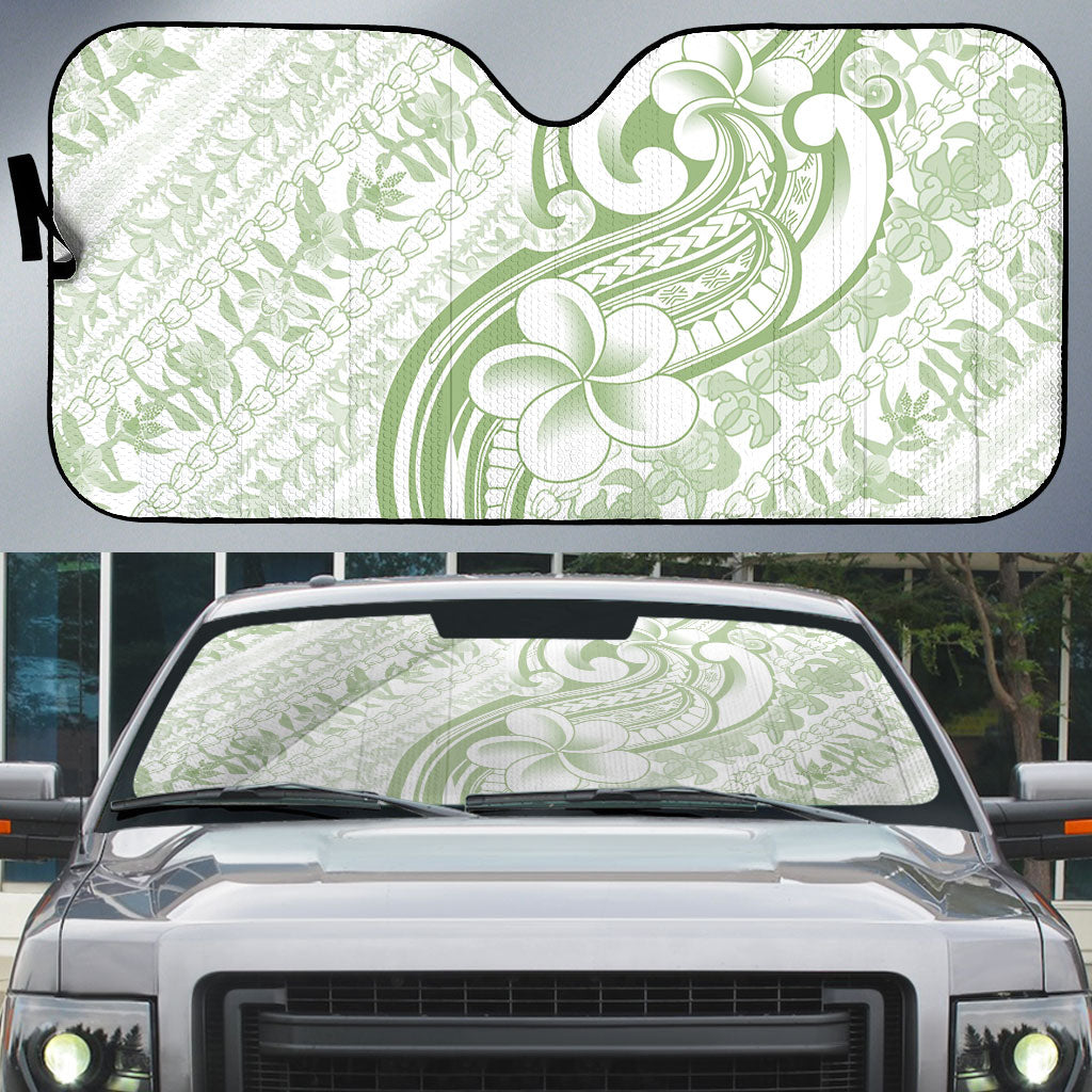 Hawaii Plumeria Lokelani Pikake Lei Auto Sun Shade Oma'oma'o Polynesian Tattoo