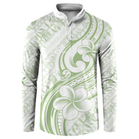 Hawaii Plumeria Lokelani Pikake Lei Button Sweatshirt Oma'oma'o Polynesian Tattoo LT9 Green - Polynesian Pride
