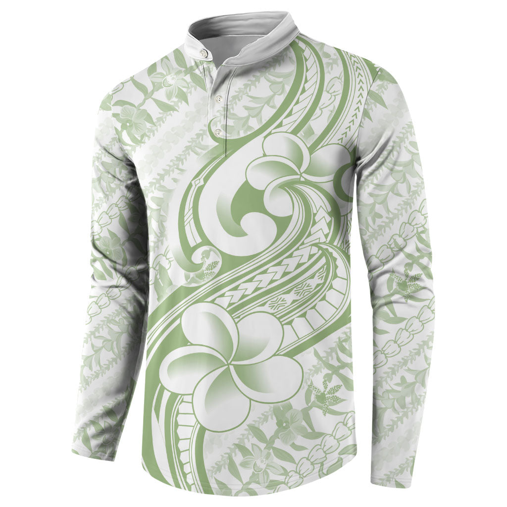 Hawaii Plumeria Lokelani Pikake Lei Button Sweatshirt Oma'oma'o Polynesian Tattoo LT9 - Polynesian Pride
