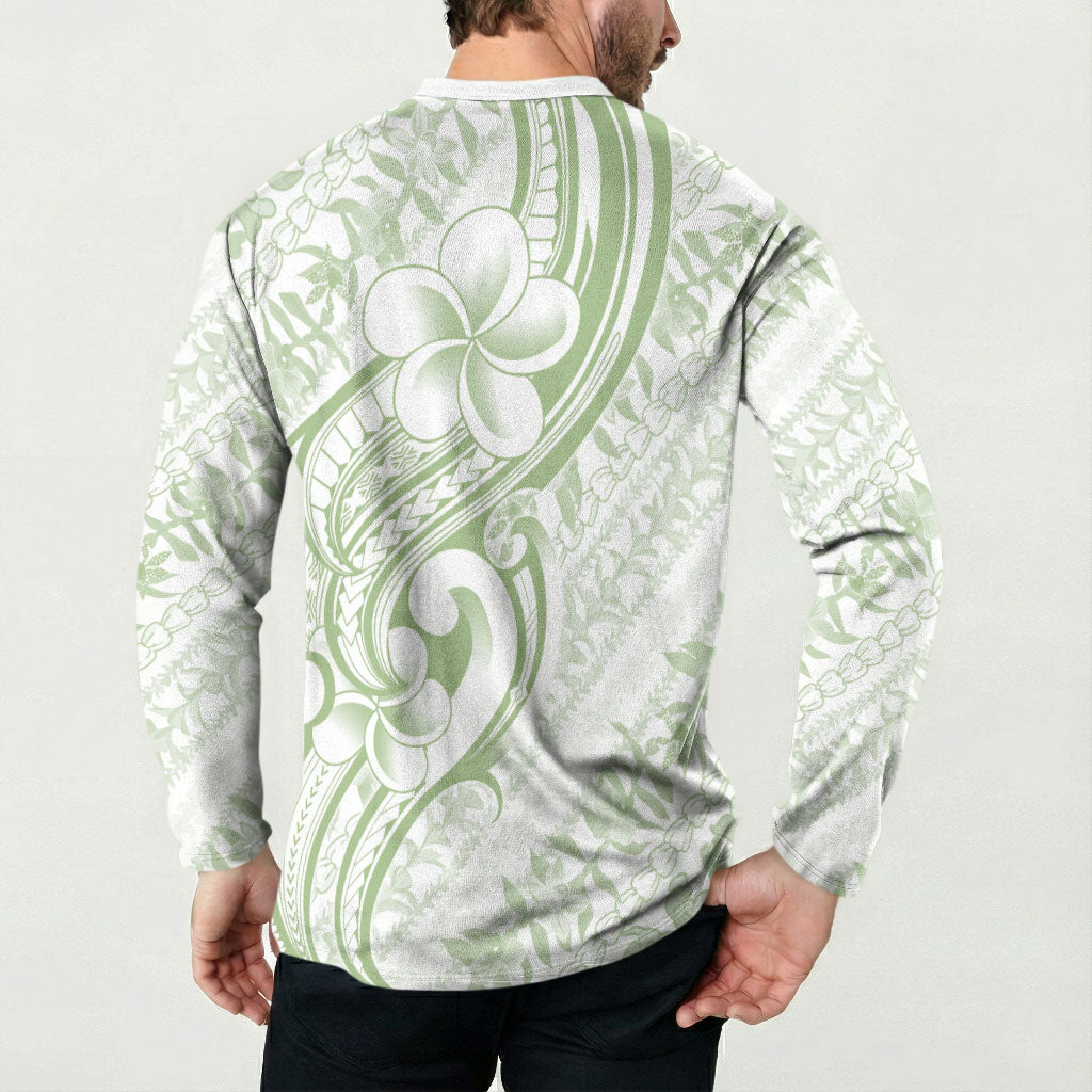Hawaii Plumeria Lokelani Pikake Lei Button Sweatshirt Oma'oma'o Polynesian Tattoo LT9 - Polynesian Pride