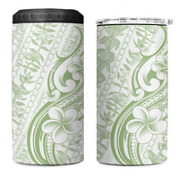Hawaii Plumeria Lokelani Pikake Lei 4 in 1 Can Cooler Tumbler Oma'oma'o Polynesian Tattoo
