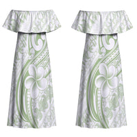 Hawaii Plumeria Lokelani Pikake Lei Couples Matching Off Shoulder Maxi Dress and Hawaiian Shirt Oma'oma'o Polynesian Tattoo LT9 - Polynesian Pride