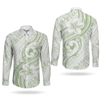 Hawaii Plumeria Lokelani Pikake Lei Couples Matching Short Sleeve Bodycon Dress and Long Sleeve Button Shirt Oma'oma'o Polynesian Tattoo LT9 - Polynesian Pride