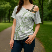 Hawaii Plumeria Lokelani Pikake Lei Cross Shoulder Shirt Oma'oma'o Polynesian Tattoo LT9 - Polynesian Pride