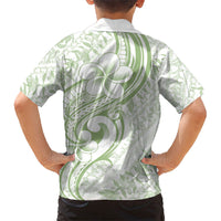 Hawaii Plumeria Lokelani Pikake Lei Family Matching Off The Shoulder Long Sleeve Dress and Hawaiian Shirt Oma'oma'o Polynesian Tattoo
