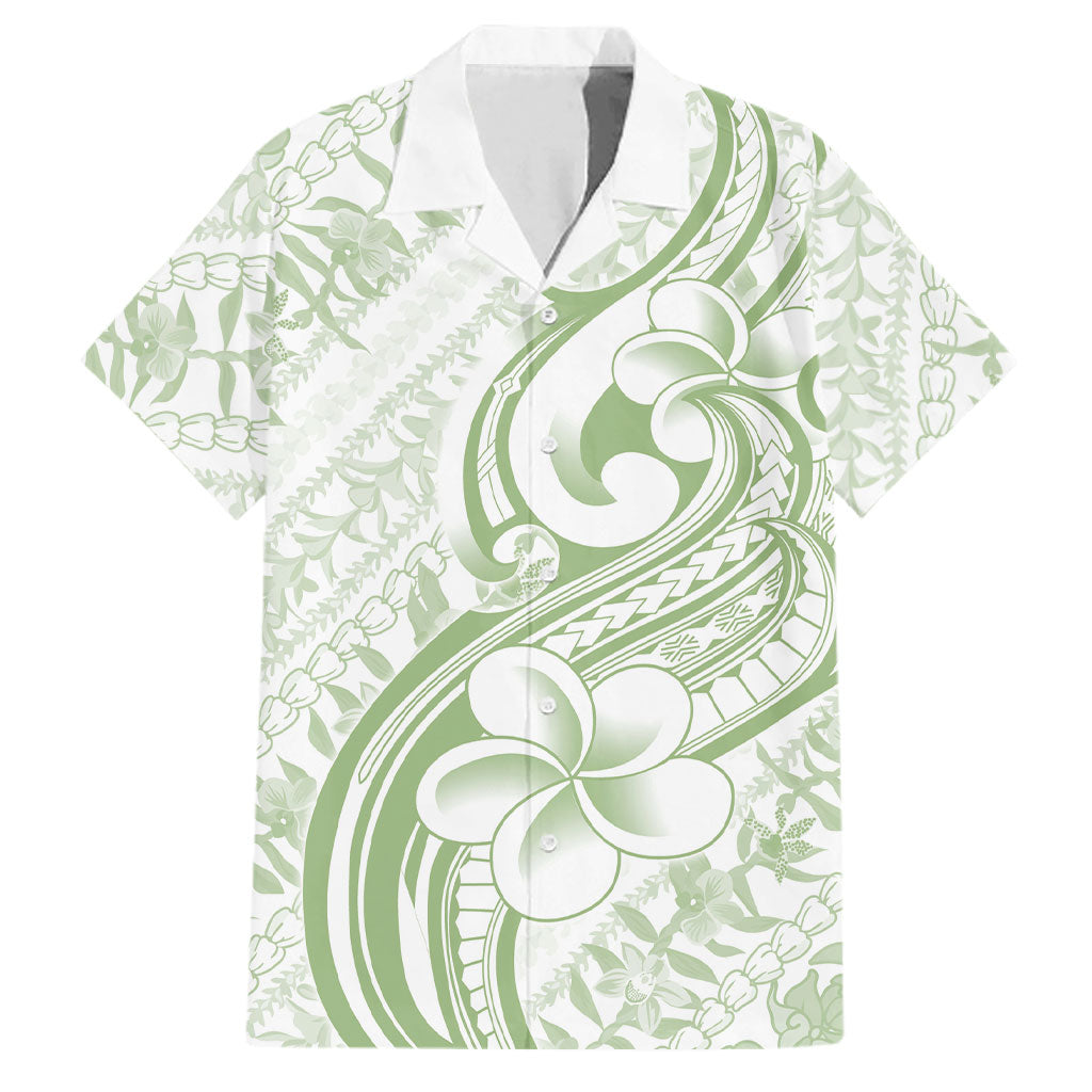 Hawaii Plumeria Lokelani Pikake Lei Family Matching Summer Maxi Dress and Hawaiian Shirt Oma'oma'o Polynesian Tattoo