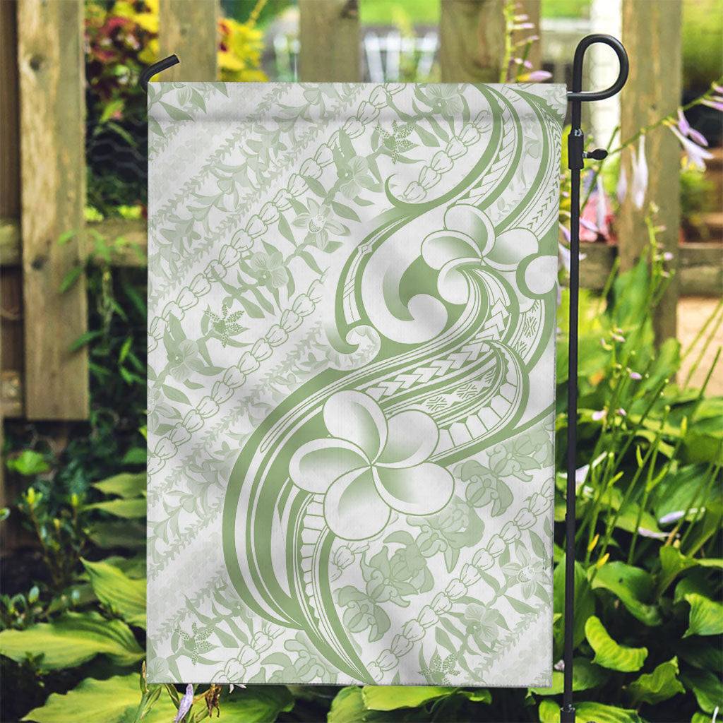 Hawaii Plumeria Lokelani Pikake Lei Garden Flag Oma'oma'o Polynesian Tattoo LT9 Garden Flag Green - Polynesian Pride