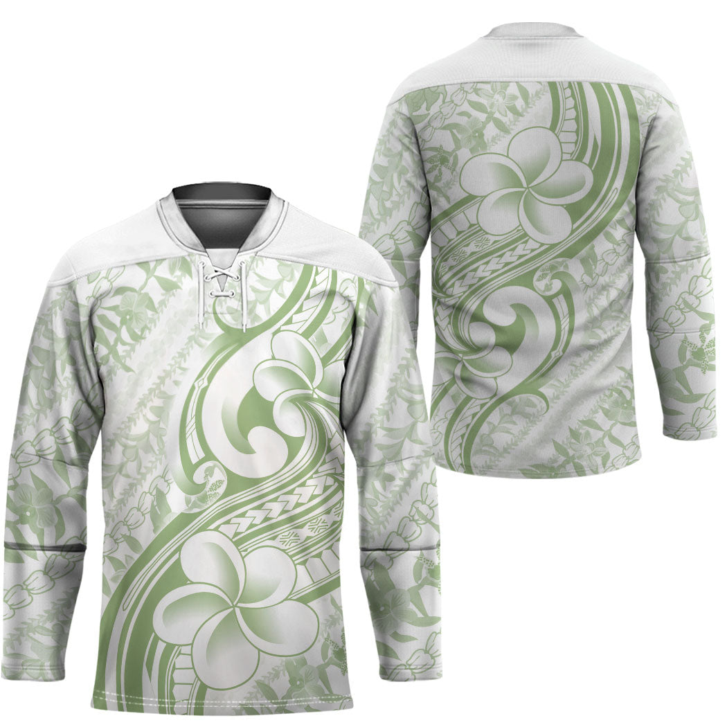 Hawaii Plumeria Lokelani Pikake Lei Hockey Jersey Oma'oma'o Polynesian Tattoo