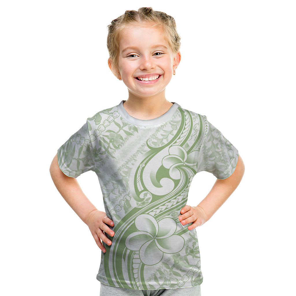 Hawaii Plumeria Lokelani Pikake Lei Kid T Shirt Oma'oma'o Polynesian Tattoo