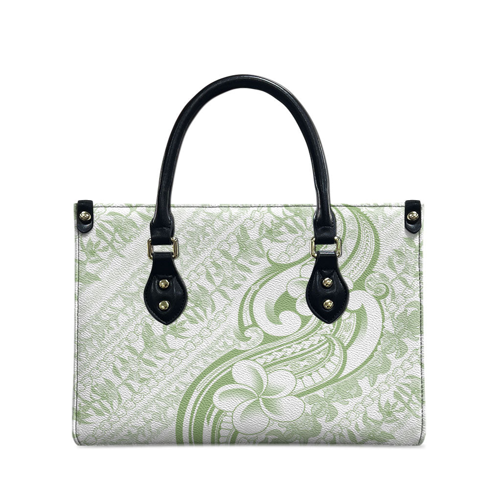 Hawaii Plumeria Lokelani Pikake Lei Leather Bag Oma'oma'o Polynesian Tattoo