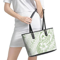 Hawaii Plumeria Lokelani Pikake Lei Leather Tote Bag Oma'oma'o Polynesian Tattoo LT9 - Polynesian Pride
