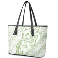 Hawaii Plumeria Lokelani Pikake Lei Leather Tote Bag Oma'oma'o Polynesian Tattoo LT9 - Polynesian Pride