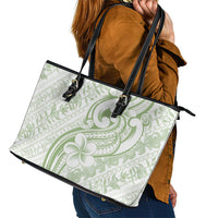 Hawaii Plumeria Lokelani Pikake Lei Leather Tote Bag Oma'oma'o Polynesian Tattoo LT9 - Polynesian Pride
