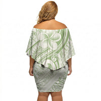 Hawaii Plumeria Lokelani Pikake Lei Off Shoulder Short Dress Oma'oma'o Polynesian Tattoo LT9 - Polynesian Pride