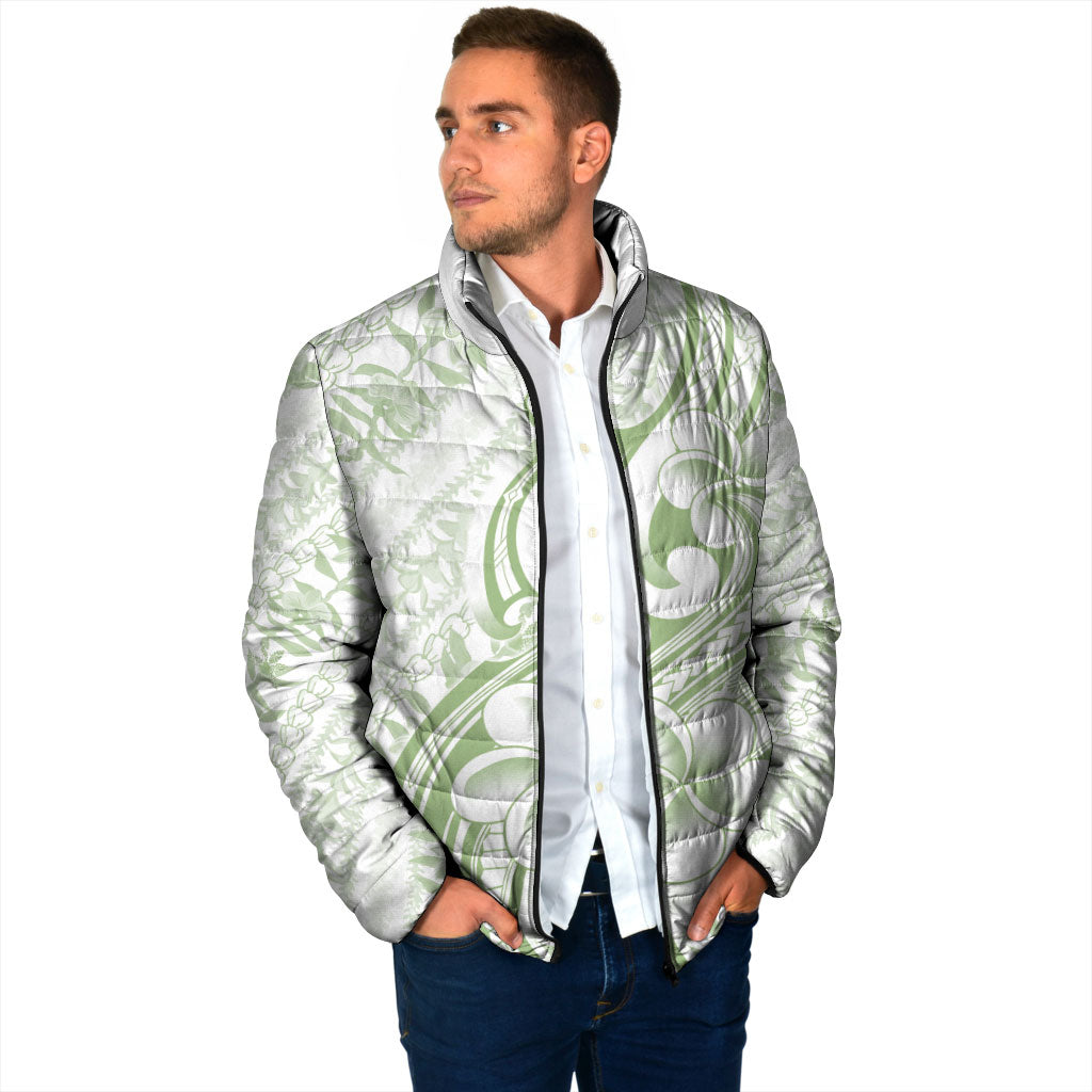 Hawaii Plumeria Lokelani Pikake Lei Padded Jacket Oma'oma'o Polynesian Tattoo