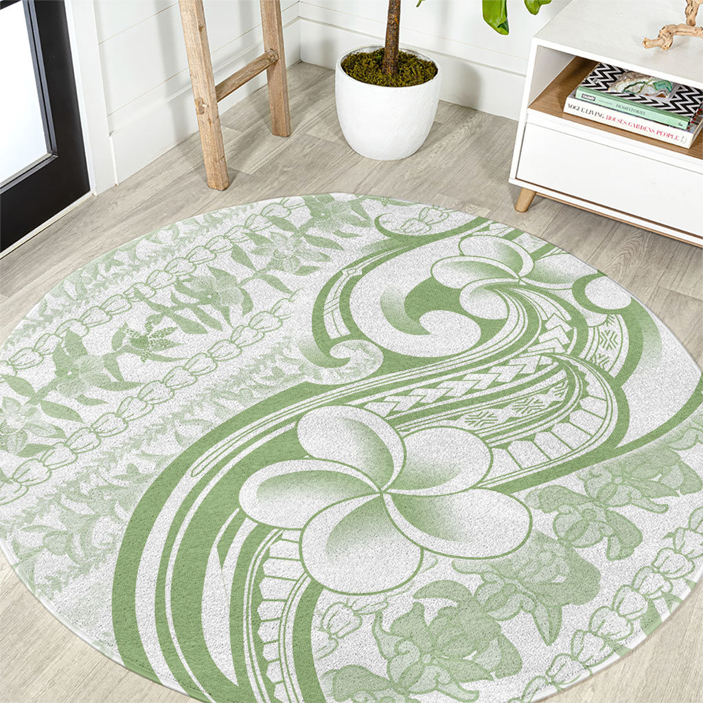 Hawaii Plumeria Lokelani Pikake Lei Round Carpet Oma'oma'o Polynesian Tattoo