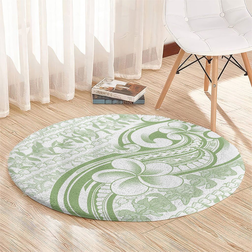 Hawaii Plumeria Lokelani Pikake Lei Round Carpet Oma'oma'o Polynesian Tattoo