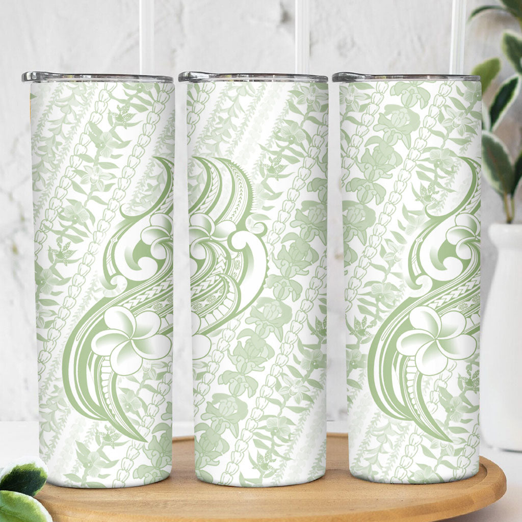 Hawaii Plumeria Lokelani Pikake Lei Skinny Tumbler Oma'oma'o Polynesian Tattoo