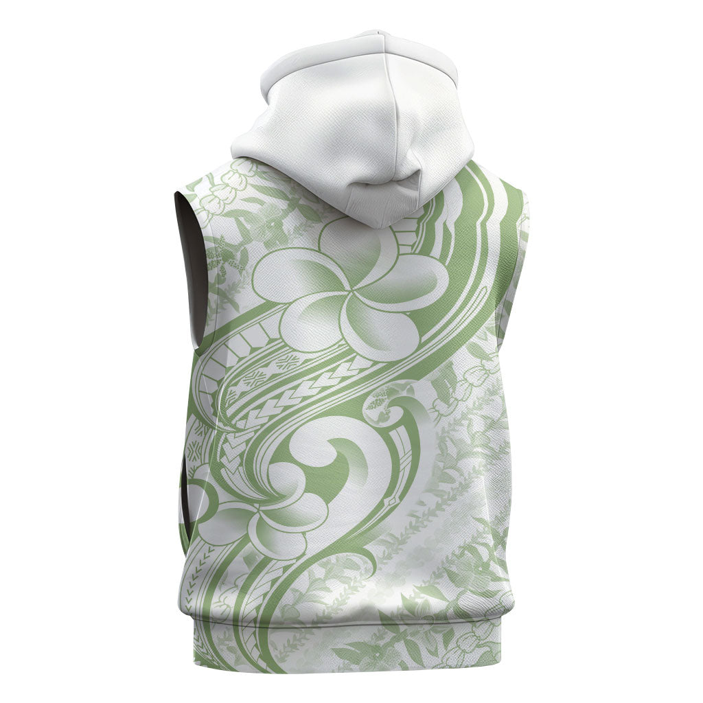 Hawaii Plumeria Lokelani Pikake Lei Sleeveless Hoodie Oma'oma'o Polynesian Tattoo