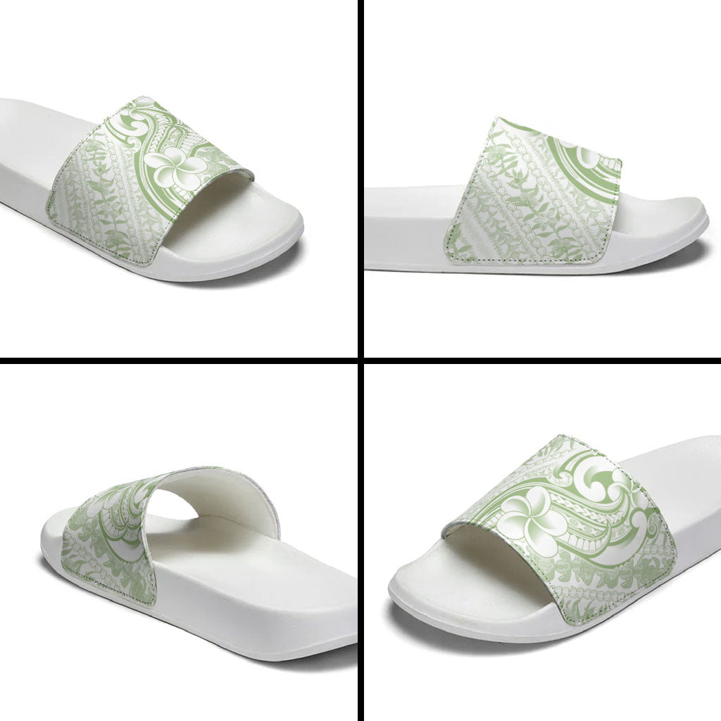 Hawaii Plumeria Lokelani Pikake Lei Slide Sandals Oma'oma'o Polynesian Tattoo
