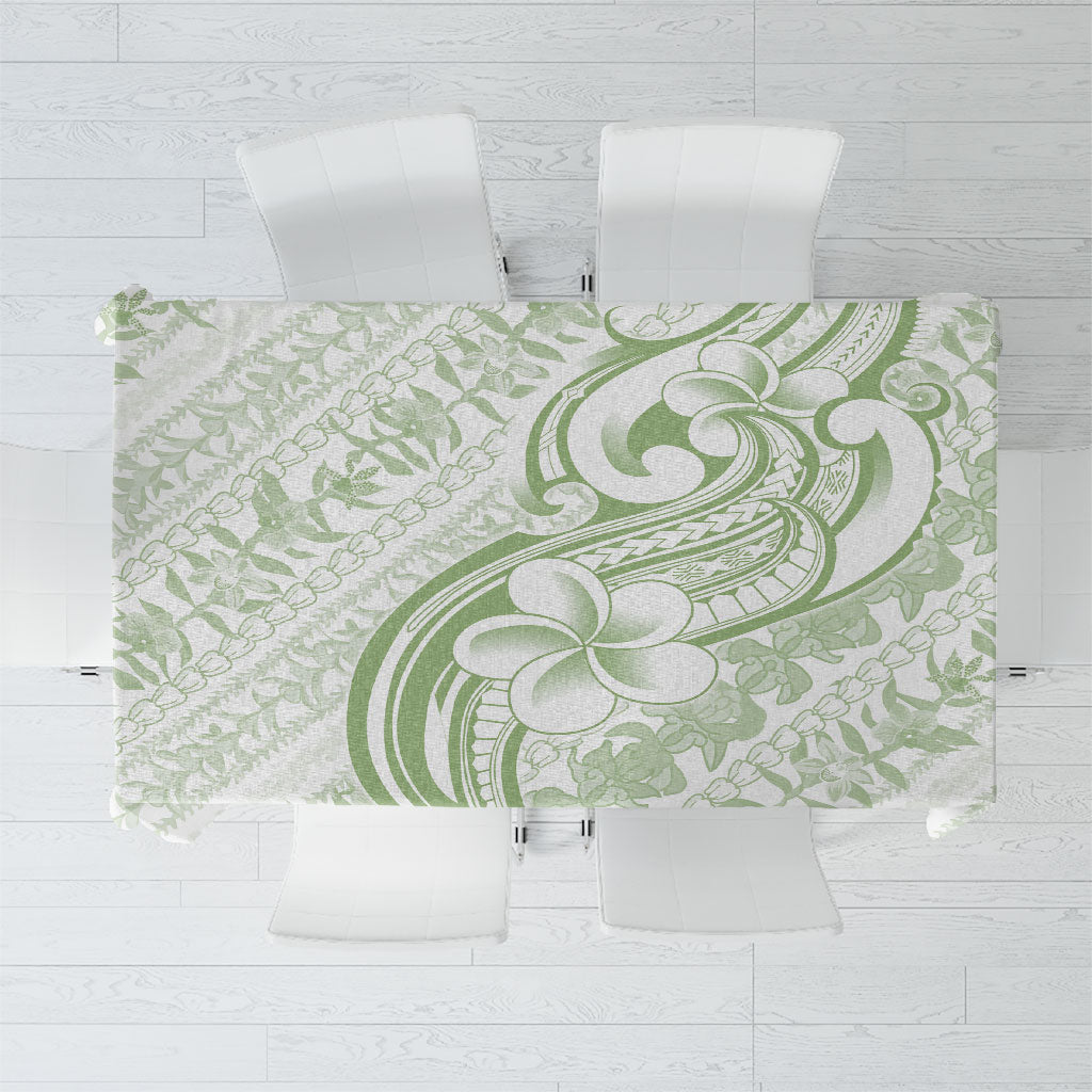 Hawaii Plumeria Lokelani Pikake Lei Tablecloth Oma'oma'o Polynesian Tattoo LT9 Green - Polynesian Pride