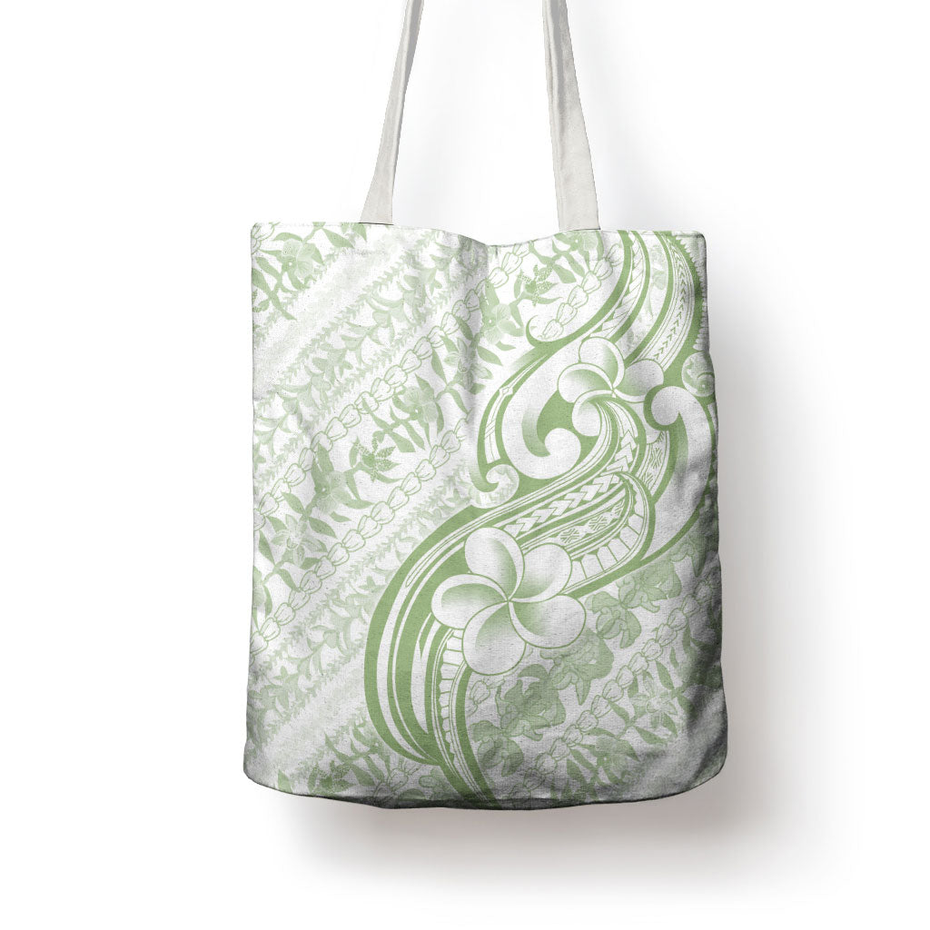 Hawaii Plumeria Lokelani Pikake Lei Tote Bag Oma'oma'o Polynesian Tattoo