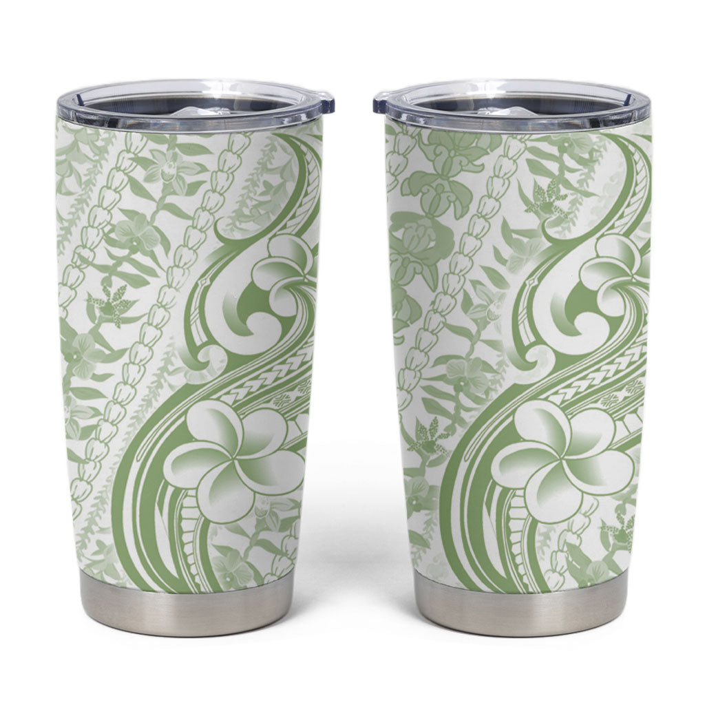 Hawaii Plumeria Lokelani Pikake Lei Tumbler Cup Oma'oma'o Polynesian Tattoo