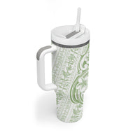 Hawaii Plumeria Lokelani Pikake Lei Tumbler With Handle Oma'oma'o Polynesian Tattoo LT9 - Polynesian Pride