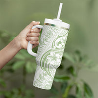 Hawaii Plumeria Lokelani Pikake Lei Tumbler With Handle Oma'oma'o Polynesian Tattoo LT9 - Polynesian Pride