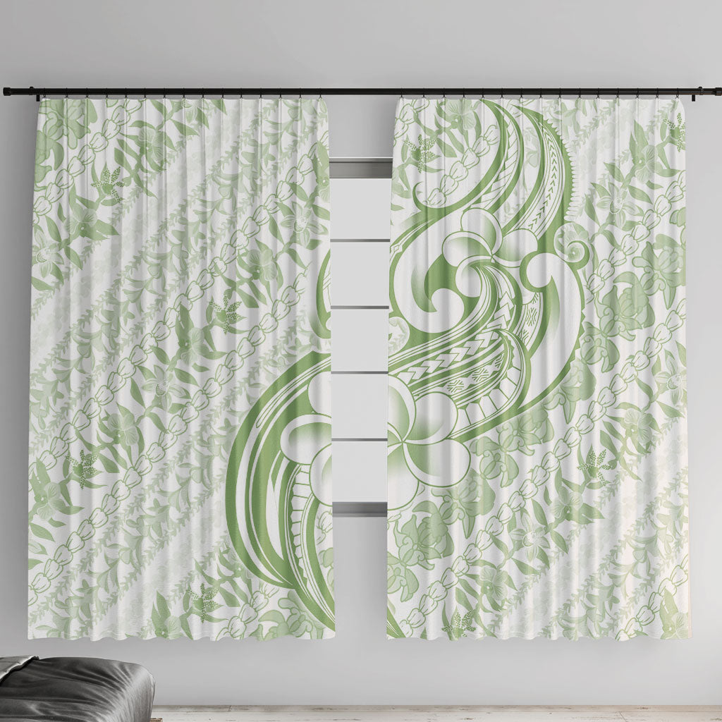 Hawaii Plumeria Lokelani Pikake Lei Window Curtain Oma'oma'o Polynesian Tattoo