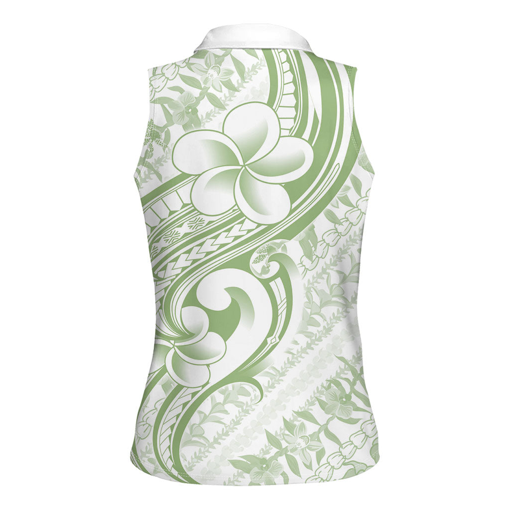 Hawaii Plumeria Lokelani Pikake Lei Women Sleeveless Polo Shirt Oma'oma'o Polynesian Tattoo