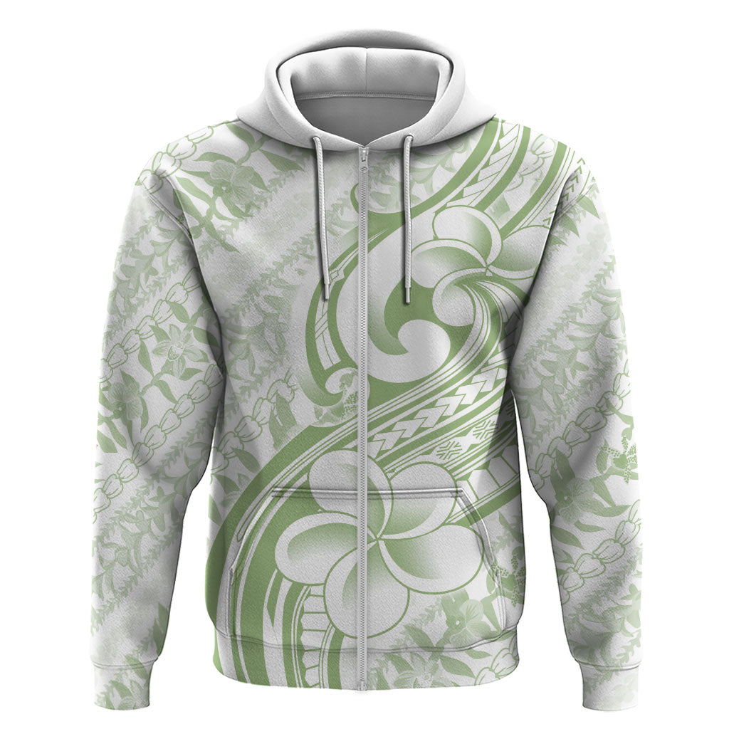 Hawaii Plumeria Lokelani Pikake Lei Zip Hoodie Oma'oma'o Polynesian Tattoo