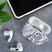 Hawaii Plumeria Lokelani Pikake Lei AirPods Case Navy Blue Polynesian Tattoo