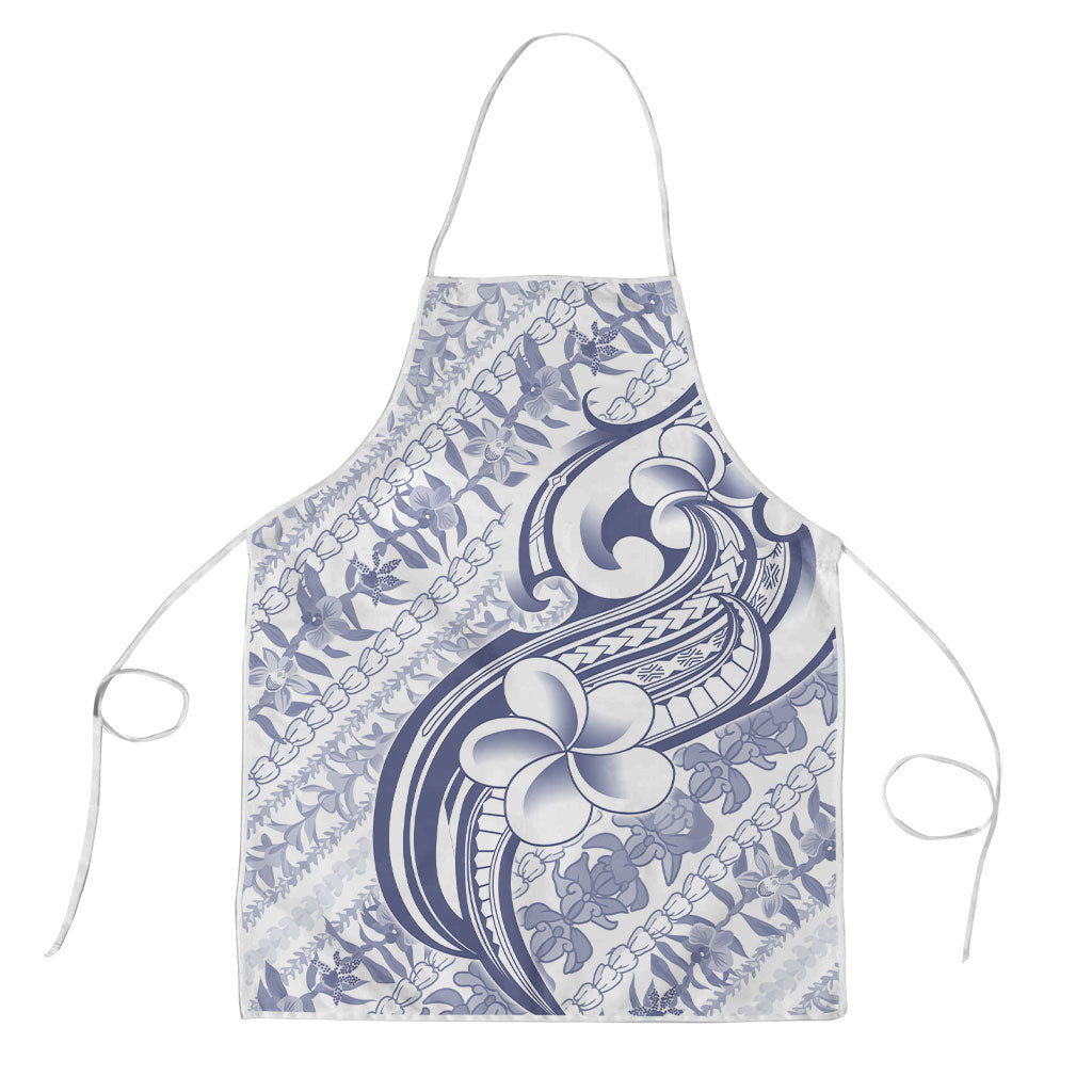 Hawaii Plumeria Lokelani Pikake Lei Apron Navy Blue Polynesian Tattoo LT9 Navy Blue - Polynesian Pride