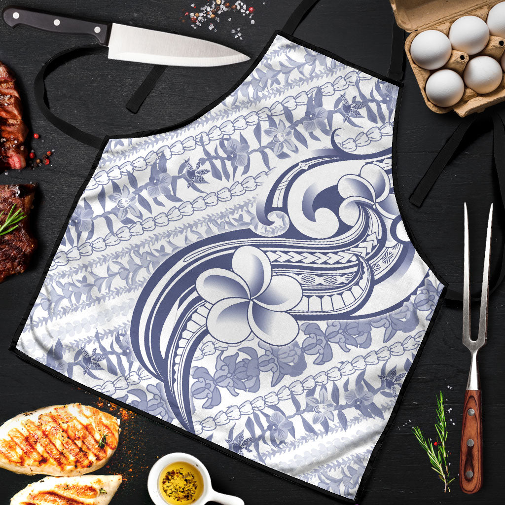 Hawaii Plumeria Lokelani Pikake Lei Apron Navy Blue Polynesian Tattoo LT9 Navy Blue - Polynesian Pride