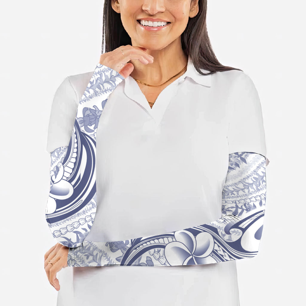 Hawaii Plumeria Lokelani Pikake Lei Arm Sleeves Navy Blue Polynesian Tattoo