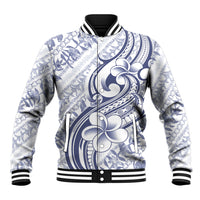 Hawaii Plumeria Lokelani Pikake Lei Baseball Jacket Navy Blue Polynesian Tattoo LT9 Unisex Navy Blue - Polynesian Pride