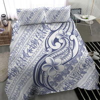 Hawaii Plumeria Lokelani Pikake Lei Bedding Set Navy Blue Polynesian Tattoo LT9 - Polynesian Pride