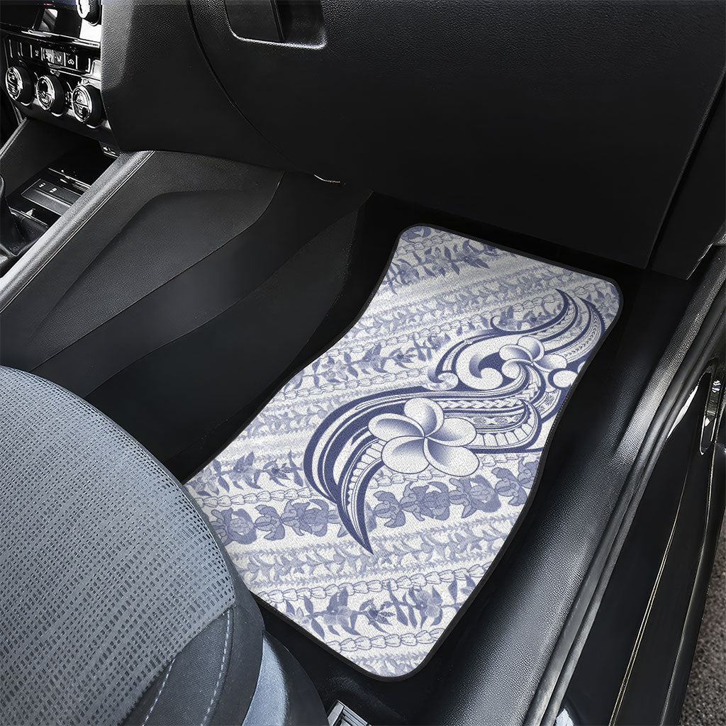 Hawaii Plumeria Lokelani Pikake Lei Car Mats Navy Blue Polynesian Tattoo