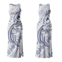 Hawaii Plumeria Lokelani Pikake Lei Couples Matching Tank Maxi Dress and Hawaiian Shirt Navy Blue Polynesian Tattoo LT9 - Polynesian Pride